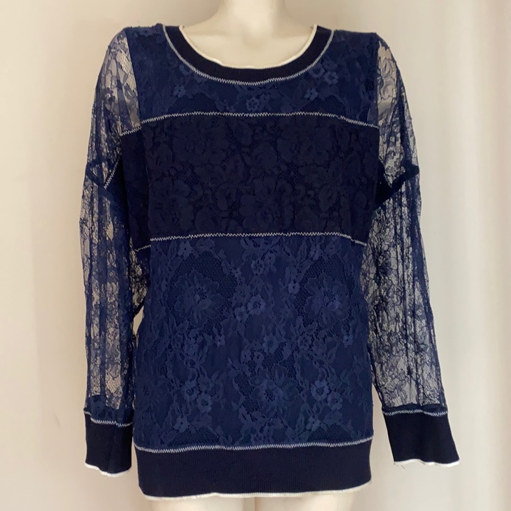 DKNY navy blue Lace top XL $98